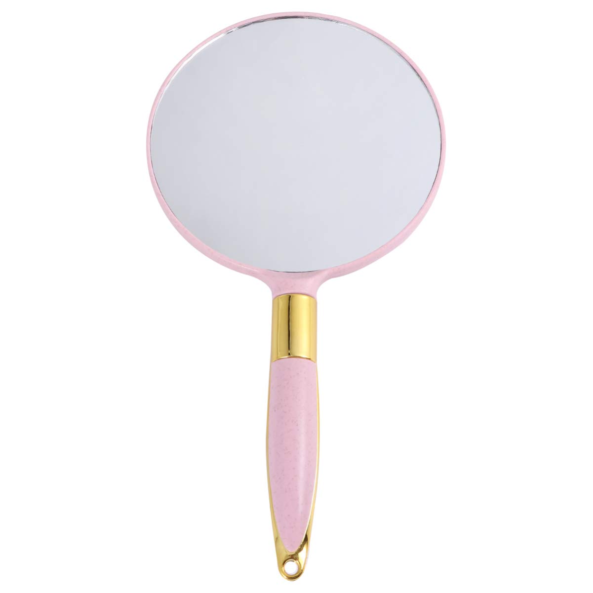 Minkissy Hand Mirror, Round Handheld Mirror with Handle Vintage Makeup Mirror Cosmetic Supplies (Pink)