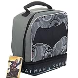 Batman Dark Knight DC Superhero Kids Insulated 2-Section Padded Lunch Bags Lunchbox