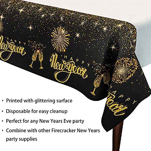 3PCS New Year Table Cover Party Supplies Decorations, Holiday/Xmas/Christmas/2020 Happy New Year Eve Plastic Tablecloth Party Decorations - Thumbnail 2