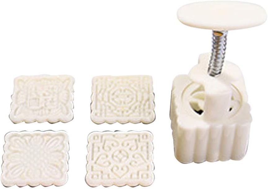 mailfourn Crystal Moon Cake Mould Set Pressing Style Baking Mold Tools Mid-Autumn Festival Kitchen Gadgets 4 Stamps