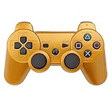 PS3 Controller Wireless Bluetooth Six Axis Dualshock Game Controller for Sony PlayStation 3 PS3 (Gold)