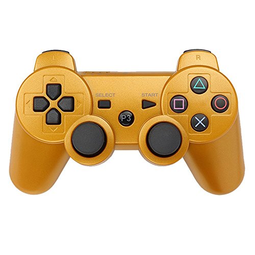 PS3 Controller Wireless Bluetooth Six Axis Dualshock Game Controller for Sony PlayStation 3 PS3 (Gold) PS3 Controller Wireless Bluetooth Six Axis Dualshock Game Controller for Sony PlayStation 3 PS3 (Gold)