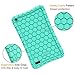 Fintie Silicone Case for Amazon Fire 7 Tablet (Previous Generation 7th, 2017 Release) - [Honey Comb Upgraded Version] [Kids Friendly] Light Weight [Anti Slip] Shock Proof Protective Cover, Turquoise