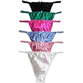 Yavorrs 6pcs Women's Silk Panties G-Strings Thongs Size S M L XL 2XL