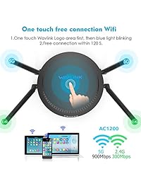 WAVLINK AC1200 Router Ethernet Gigabit de doble correa de 1200 Mbps con WiFi router inteligente de 5 GHz + Router WiFi de 2,4 GHz para juegos de alta velocidad inalámbrico con WiFi caja con largo alcance para juegos Xbox PlayStation PC