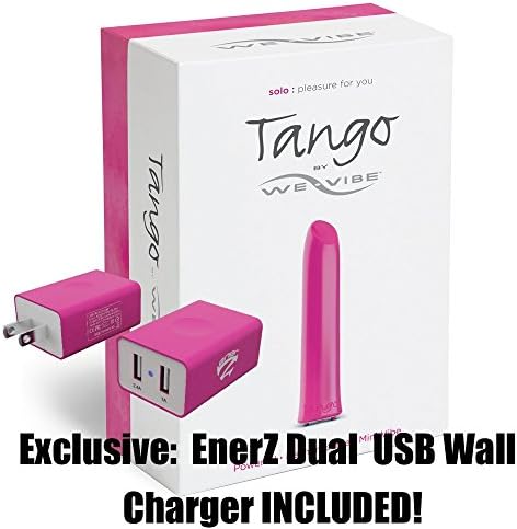 We-Vibe Tango Pink USB we vibe PLUS Matching Exclusive EnerZ Dual USB Purple wall charger 2.4-Amp + 1-Amp (17 Watt) with USA Plug Designed For Apple iPhone 5 5S and 5C iPad Mini Ipad And Android Galaxy Note 2 3 Tablet Devices - For Women and Couples (Pink)