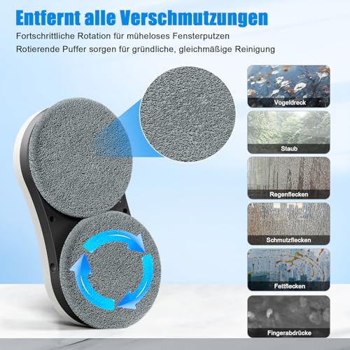 Window Cleaning Robot with Automatic Spray Function, Intelligent Navigation & Edge Detection, 3 Cleaning Modes, Remote Control, 70 ml Tank, Safety & UPS for Windows, Glass, Mirrors, Tiles