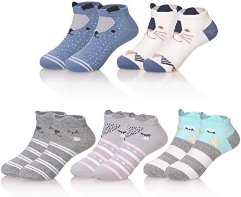 LINEMIN Back To School-Cotton Novelty 3D Cartoon Seamless Toddler Girls Boys Kids Socks 5 Pack