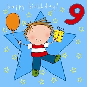 Twizler 9th Birthday Card for Boy with Present, Balloon and Swarovski ...