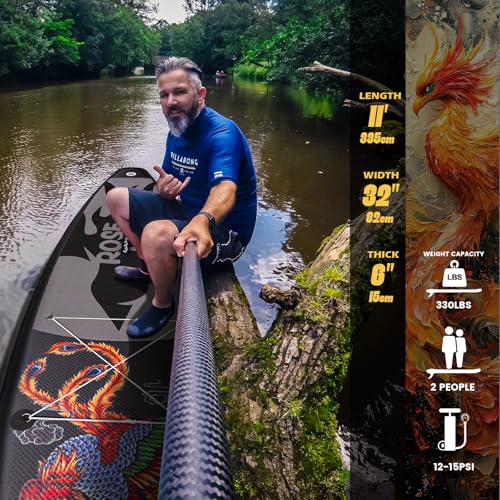 FEATH-R-LITE Tavole da Stand Up Paddle Gonfiabili Paddleboard Multifunzionale con Pompa Manuale, Zaino SUP, Guinzaglio, Pagaia Regolabile, Per Adulti, Tutti i Livelli di Abilità
