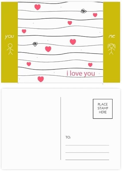 Amazon バレンタインデー I Love You Line ピンクハートフレンド ポストカードセット サンキューカード 郵送側 枚 ポストカード 絵柄付はがき 文房具 オフィス用品