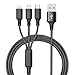 Multi USB Cable,USB to Lightning/Micro/USB C 3 in 1 Braided Charging Cable for iPhone X/8 Plus/7 Plus/iPad/MacBook/Galaxy S8 Plus Note 8/Lg V20(Black)