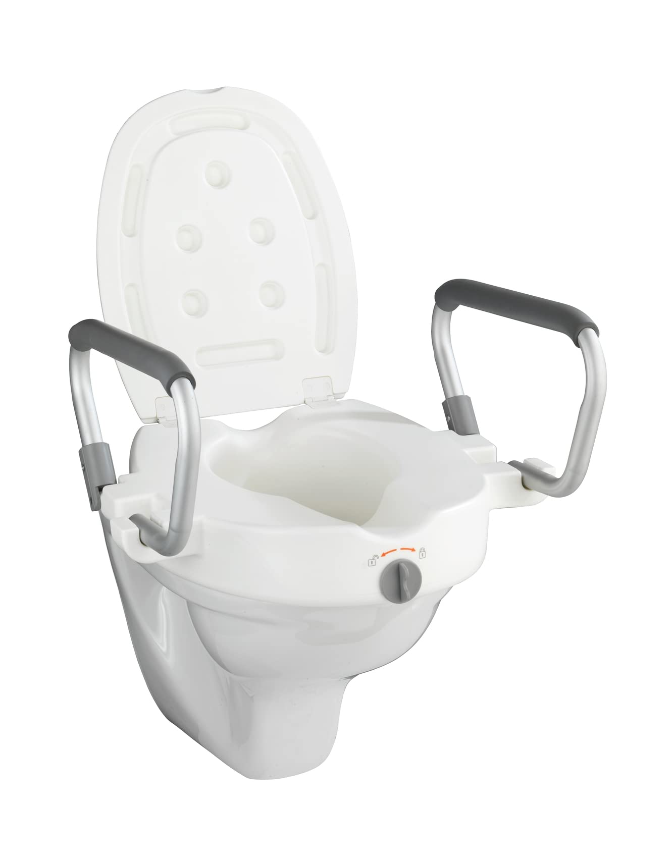 WENKO 20924100 Raised toilet seat with armrest Secura, Plastic, 55 x 37.5 x 47.5 cm, White