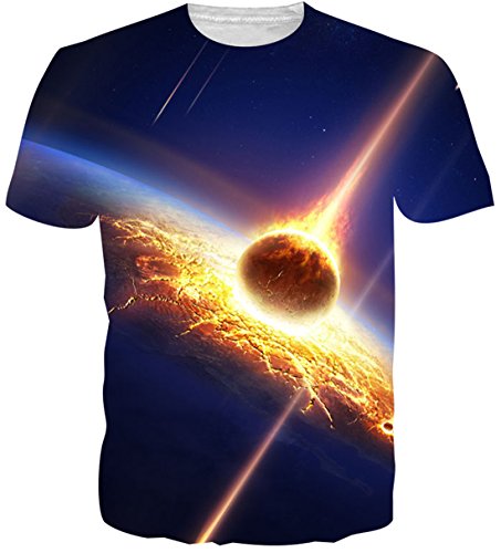 uideazone Mens 3d Planet Hits Novelty T-shirt Cool Hip Hop Tee Black Galaxy8 XX-Large