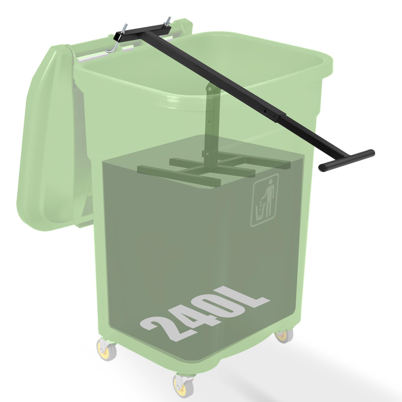 Photo 1 of NEWTRY Manual Trash Compactor, 120L-240L Home Manual Garbage Compressor with Adjustable Handle Outdoor Wheelie Bin Rubbish Compactor for Kitchen, Garden, Restaurant, Office