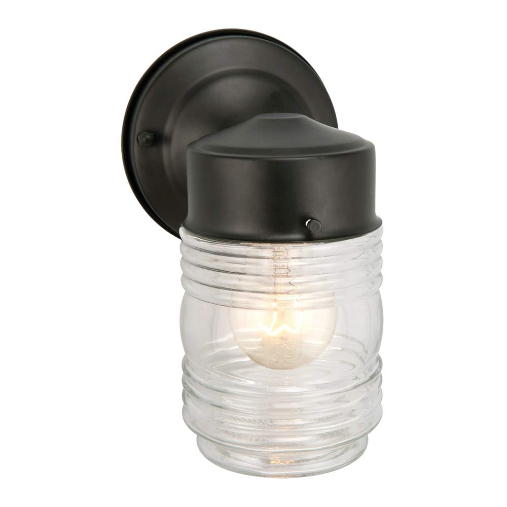 Design House Jelly Jar 1 Light Indoor/Outdoor Wall Light, Black