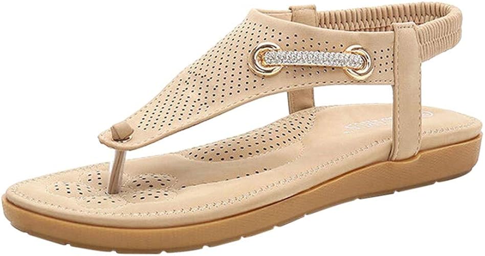 Amazon Com Sandals Women Flat Summer Travel Shoes Rhinestone
