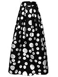 Choies Women Black Contrast Polka Dot Print High Waist Bohemian Maxi Skirt 2X