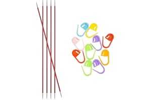 Knitter's Pride Zing Knitting Needles DPN Double Pointed 8 inch (20cm) (Set of 5) Size US 1.5 (2.5mm) Bundle with 10 Artsiga Crafts Stitch Markers 140033