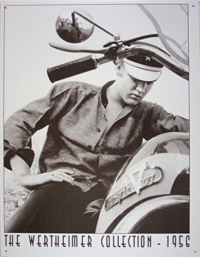 Elvis Werthiemer Elvis on Bike Tin Sign 13 x 16in