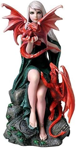 UNICORN STUDIO 7.87 Inch Poly Stone Dragonkin Figurine Statue Home Decor Multicolor