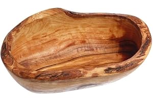 Naturally Med - Olive Wood Rustic Bowl - 5.5". Handcrafted olive wood bowl for olives, nuts, keys, coins etc. Artisan crafted olive wood bowl
