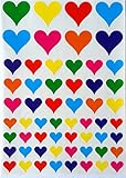 Multi color heart stickers- 3 sizes --7 colors-- 580 Total Count Heart Shape Adhesive Labels