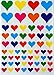 Multi color heart stickers- 3 sizes --7 colors-- 580 Total Count Heart Shape Adhesive Labels