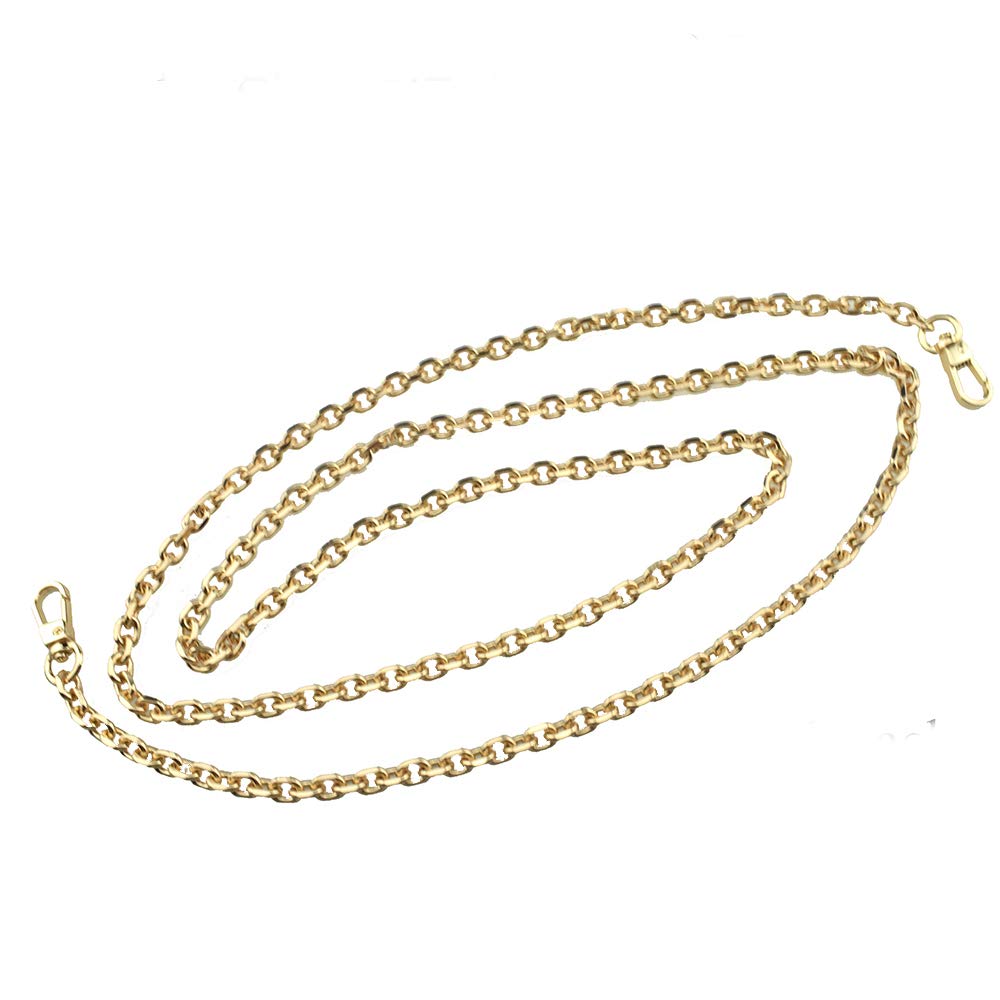 HAHIYO Mini Pochette Purse Chain Strap Thin Wide 6mm for LV Length 51.2 inches Thick 2mm Shiny Gold for Shoulder Cross Body Sling Handbag Wallet Clutch Comfortable Flat Metal Strap 1 Pack