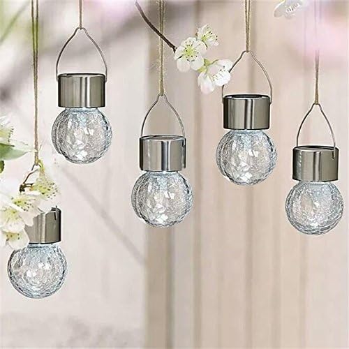 CISTWIN 4PCS Warm White LED Stainless Steel Crackle Glass Hanging Solar Garden Light Bulbs Pathway Garden Lamp CIS-57694WW