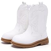 BMCiTYBM Toddler Cowboy Cowgirl Boots Girls Boys Western Round Toe Riding Mid Calf Booties for All Seasons