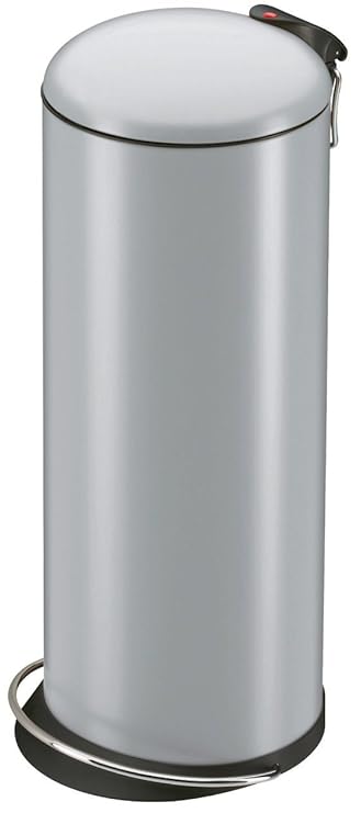 Hailo TOPdesign L, Mülleimer aus Stahlblech, 24 Liter, breite Metall-Fußreling, verzinkter Inneneimer, Metall-Tragegriff, mad