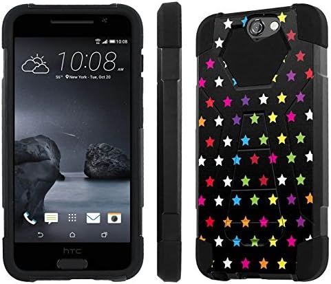 Htc One A9 AeroCase, [NakedShield] [Black/Black] Armor Tough Shock Proof Kickstand Case - [Black Rainbow Stars] for Htc One A9 Aero