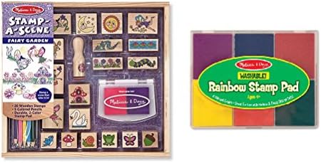 Melissa &amp; Doug Stamp-A-Scene Fairy Garden w/ Melissa &amp; Doug Rainbow 6 Color Stamp Pad …