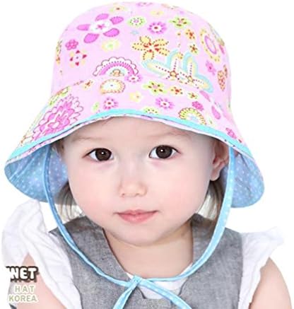 SuperMagic Unisex Baby Reversible Floral Hat Brimmed Bucket Summer Sun Protection UPF50+ (Pink)