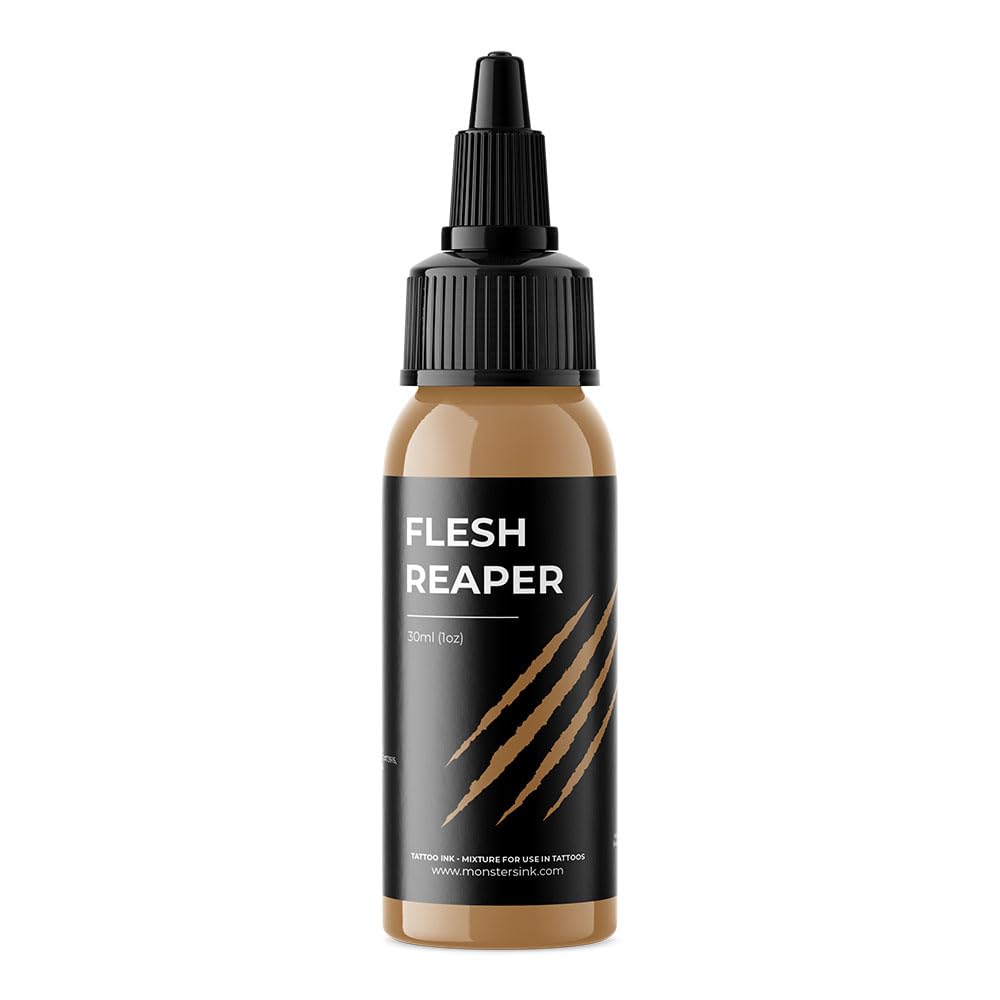 Brown Tattoo Ink by Monsters Ink, Flesh Reaper a Coloured Tattoo Ink, Rich Golden Flesh Tone 30ml — image 1