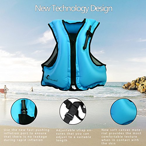 Life Jacket Adult Inflatable Swim Vest For Snorkeling By OMOUBOI,Suitable For 80-220lbs - Thumbnail 5