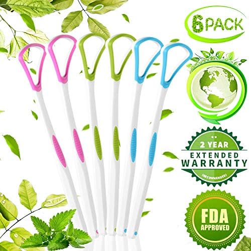 Tongue Cleaners Tongue Scrapers Tongue Scrapers Cleaners Oral Care Personal Care Bacteria Inhibiting Fresh Breath Getting Rid of Bacteria Family Oral Care Easy to Use Antimicrobial Sweeper (6 Pack)