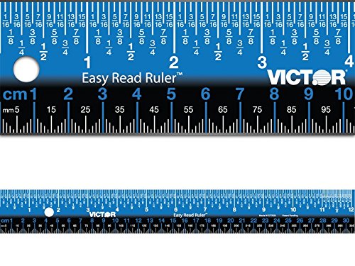 Victor Ez12sbl 12 Easy Read Ruler No Glare Straight Edge Labeled In Mm Cm In 1 2 1 4 1 8 1 16 Stainless Steel Blue Pricepulse