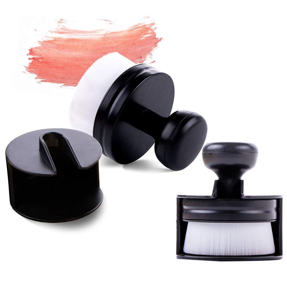 Yoseng Blending Brushes for Card Making with Stand,Ink Blending Tool for Paper Crafter,Brush Head Diameter 2" (Black 2 pack)