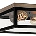 GLOBE Electric 65919 Verona 2-Light Flush Mount, Dark Bronze, Antique Brass Accents, 5 Clear Glass Panes, Bulb Not Included