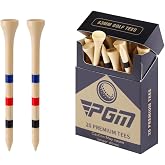 PGM 3.25 Inch Bamboo Golf Tees 20 Pack Durable Golf Tees for Drivers and Fairway Woods, Low Friction for Straighter Longer Drives