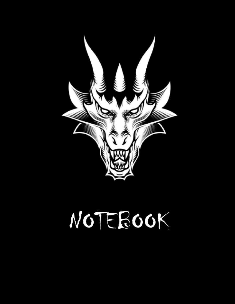 Notebook: Lined Notebook Journal, Black Notebook, Large - College Ruled paper, perfect bound, Soft Cover ,Dragon Black Notebook , Size 8.5 x 11 inches - 120 Pages, Large Composition Book, Journal