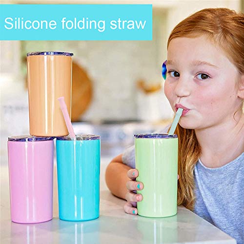 DIQC 3er-Pack faltbare Trinkhalme aus Silikon, umweltfreundlich, mit Reinigungsbürste und Tragetasche, für Kinder und… – Bild 3