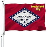REIDFERR Arkansas Flag 3x5 Outdoor Double Sided - Heavy Duty Polyester Arkansas AR State Flags Long Lasting with 2 Brass Grommets 3 X 5 Ft