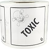 Hazard Class 6 D.O.T. Toxic Labels 4x4 Inch Square 500 Adhesive Labels