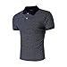 Allegra K Men Allover Dots Print Buttoned Short Sleeves Polo Shirt