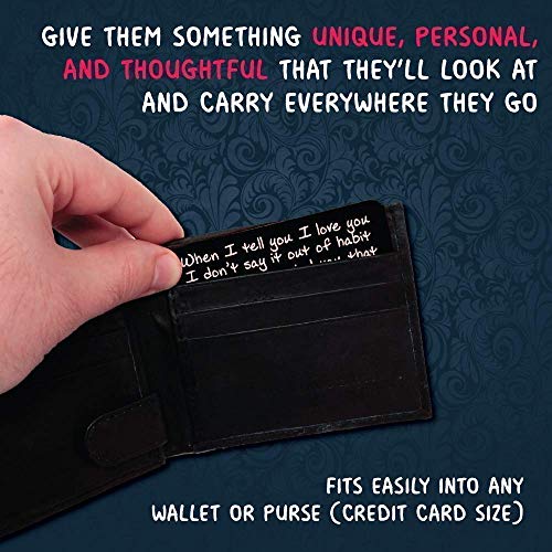Personalized Wallet Card - The Perfect Anniversary Gifts for Men and Woman, Engraved Wallet Inserts, Metal Wallet Card, Mini Love Note, Deployment Gift, Boyfriend, Husband Gifts from Wife