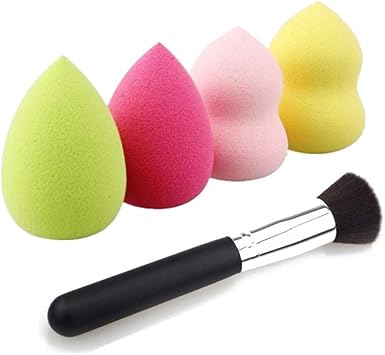 Txin 4 1 Spugne Da Trucco Con Pennello Per Fondotinta Spugnetta Per Fondotinta Per Creme Liquide E Cipria Uso Asciutto O Bagnato Colore E Forma Casuali Amazon It Bellezza
