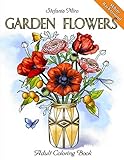 Garden Flowers: Adult Coloring Book (White Background) by Stefania Miro, Happy Coloring
